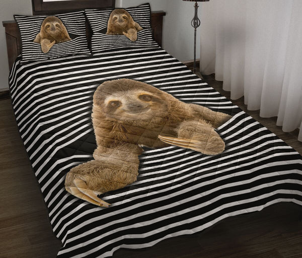 Sloth Streaky Style Quilt Bed Set - Love Quilt Bedding Set