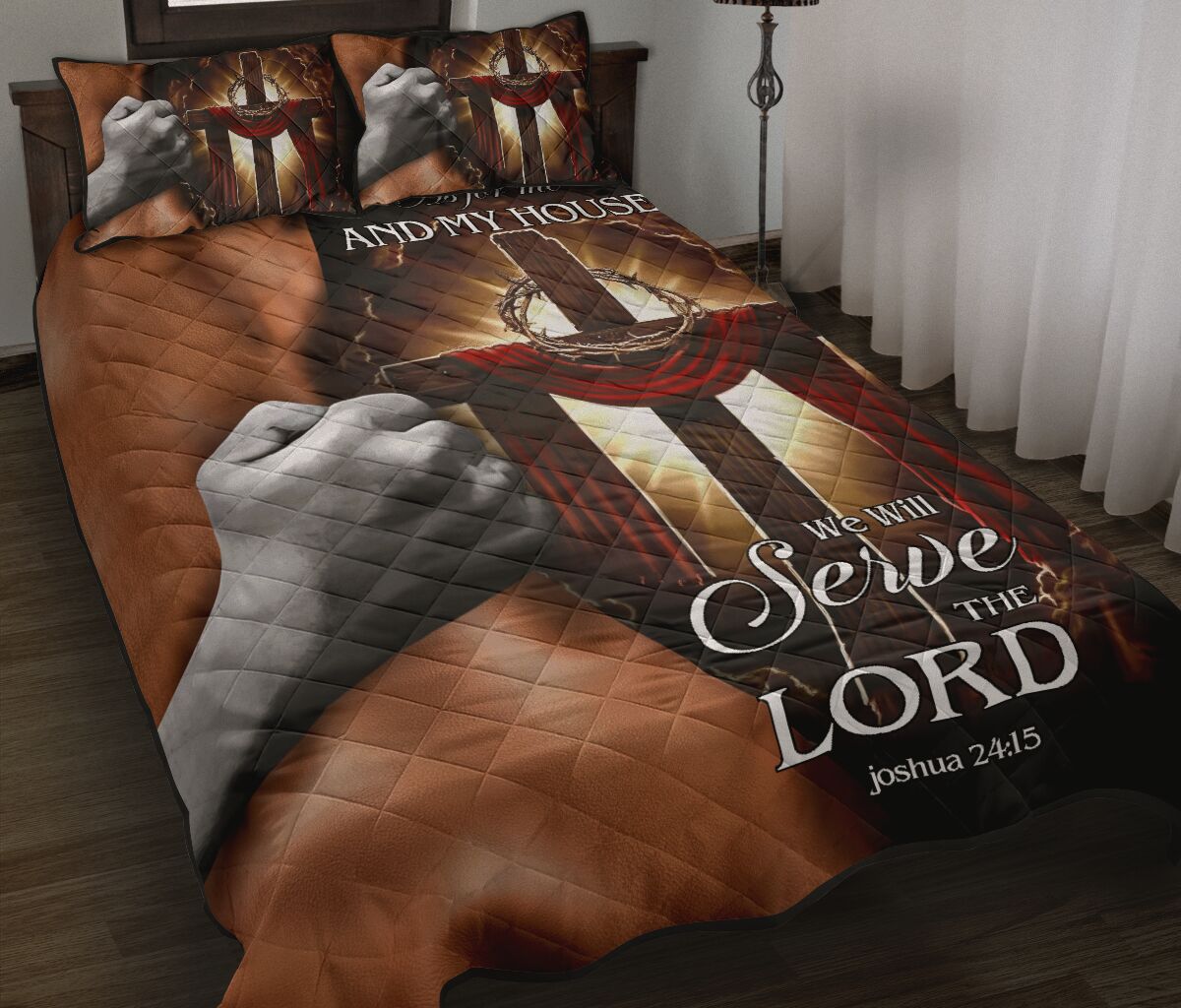 God Cross Leather Quilt Bed Set - Love Quilt Bedding Set