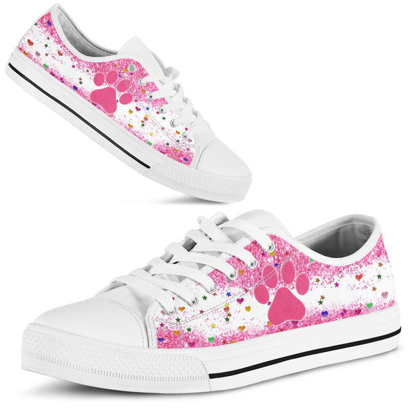 Dog Paw Glitter - Low Top Shoe - Love Love Top Shoes