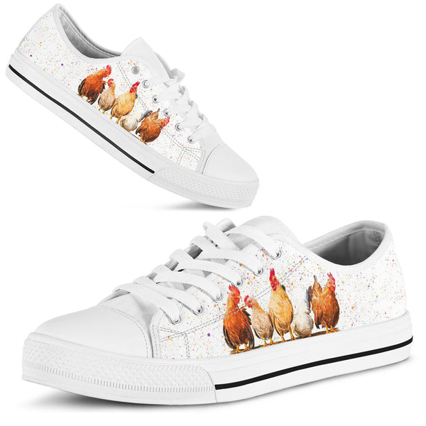 Chicken Watercolor Art Low Top  Shoes