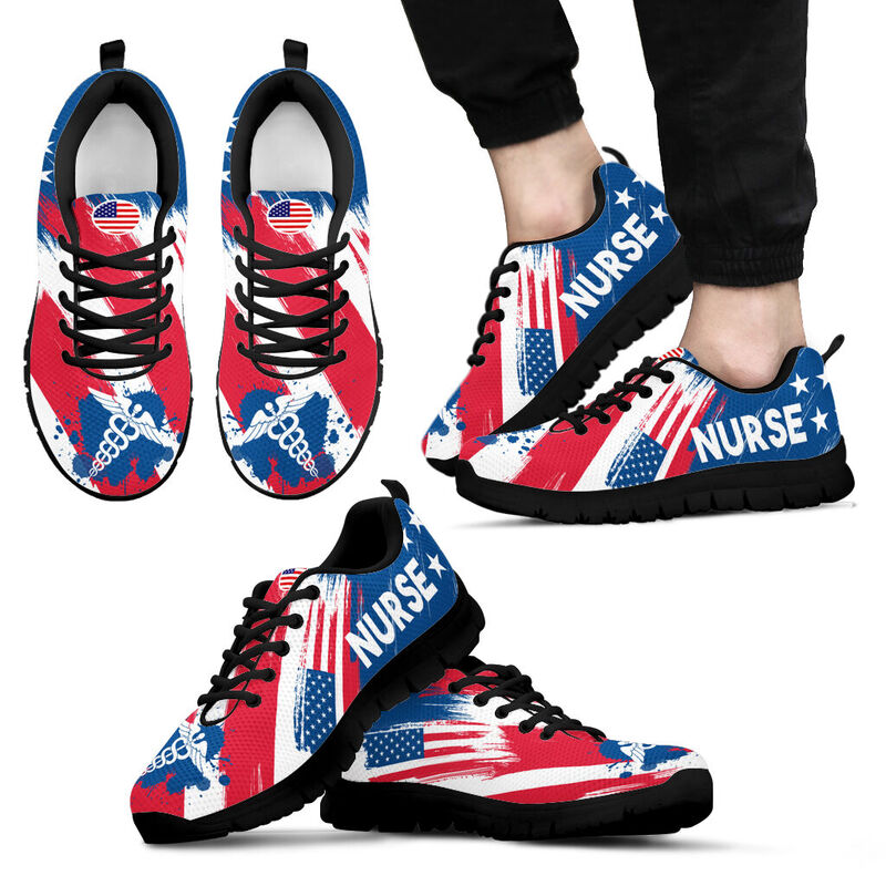 Nurse Usa Brush Sneakers, Running Shoes, Shoes For Women, Shoes For Men, Custom Shoes, L- Love Sneakers