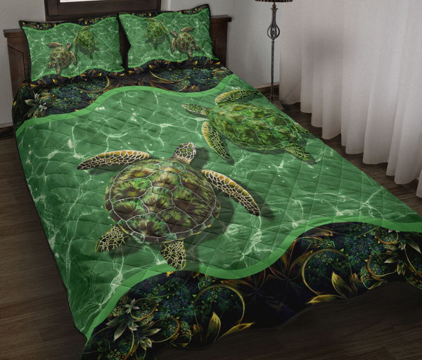 Turtle Mandala Style Quilt Bed Set 5- Love Quilt Bedding Set