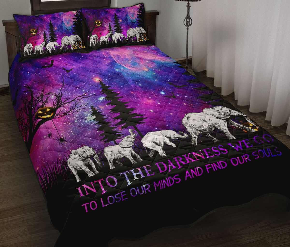 Elephant Into The Darkness We Go Halloween Quilt Bed Set - Love Quilt Bedding Set