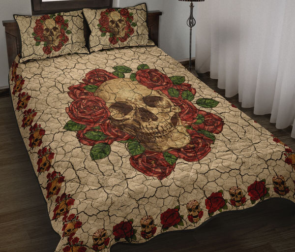 Rose - Skull - Quilt Bed Set 39 - Love Quilt Bedding Set