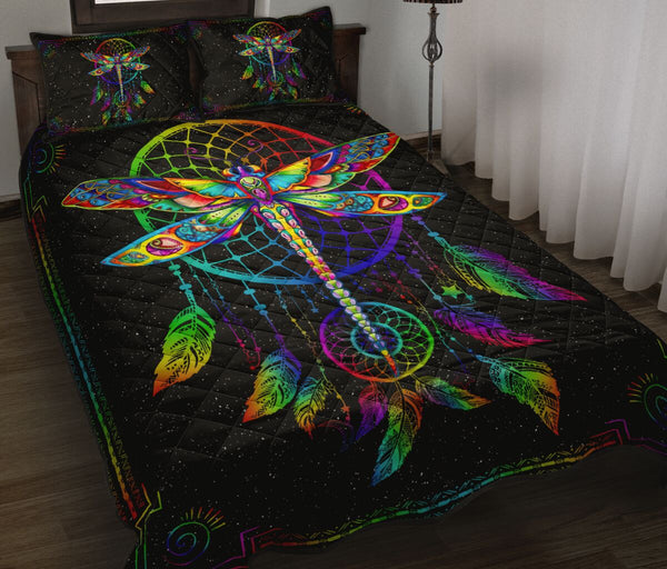 Dragonfly Catcher Dream Color Style Quilt Bed Set - Love Quilt Bedding Set