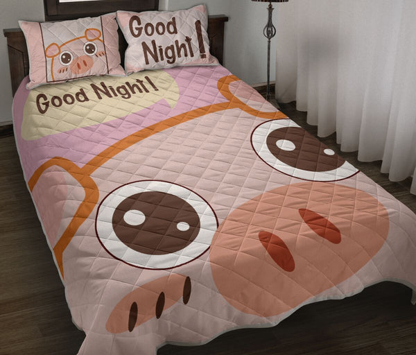 Pig Good Night - Love Quilt Bedding Set