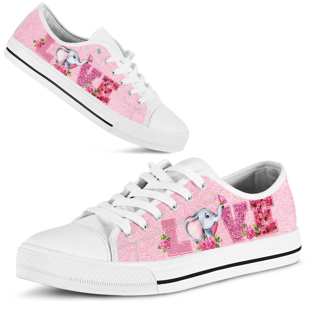 Elephant Love Rose Pink Lowtop Shoes