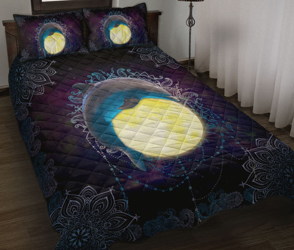 Dolphin Moon Quilt Bed Set - Love Quilt Bedding Set