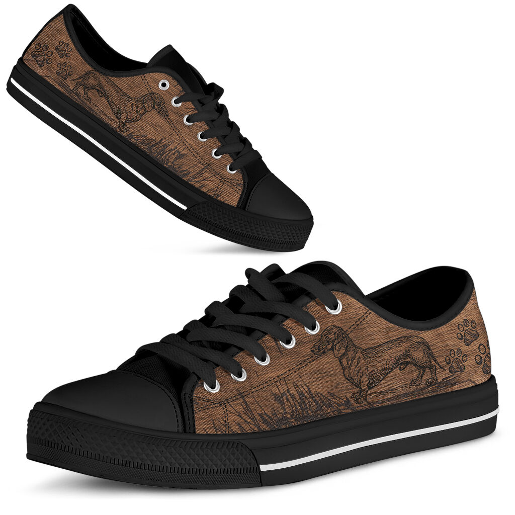 Dachshund Woodcarving - Low Top Shoe - Love Love Top Shoes