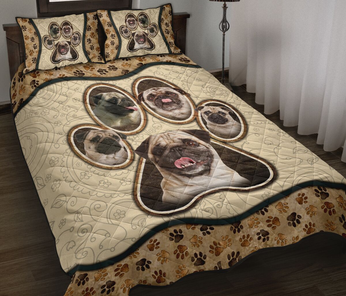 Pug Paw Vintage - Bed Set - Love Quilt Bedding Set