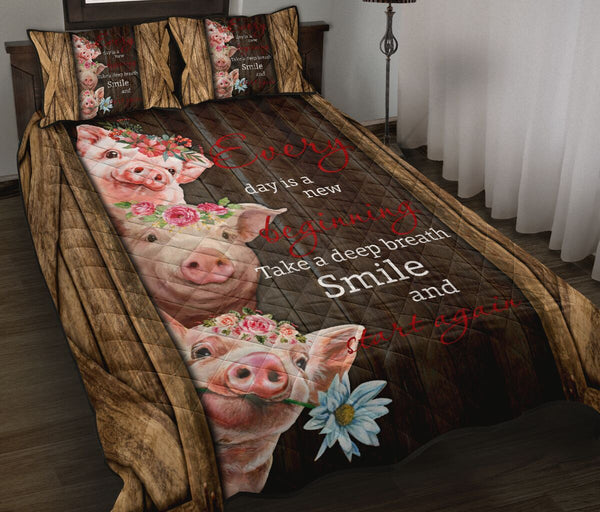 Pig Wood Style Quilt Bed Set - Love Quilt Bedding Set