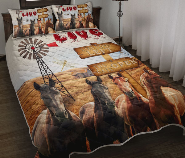 Horse Like Someone Quotes Cow Farm Art Style Quilt Bed Set - Love Quilt Bedding Set