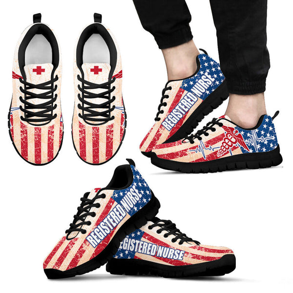 Registered Nurse Usa Flag Sneakers, Running Shoes, Shoes For Women, Shoes For Men, Custom Sh- Love Sneakers