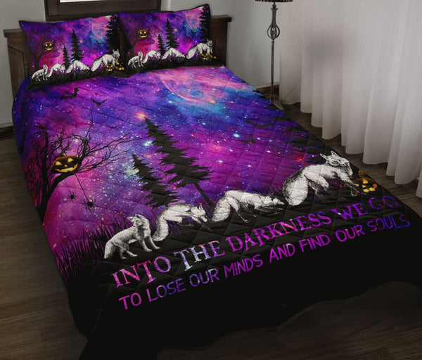 Fox Into The Darkness We Go Halloween Quilt Bed Set - Love Quilt Bedding Set