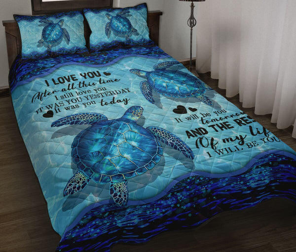 Turtle - I Love You - Quilt Bed Set 93 - Love Quilt Bedding Set