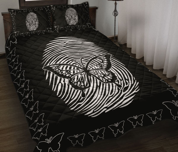 Butterfly Fingerprint Style Quilt Bed Set - Love Quilt Bedding Set