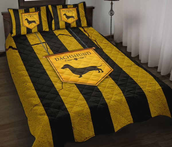 Dachshund Retro Yellow - Quilts Bed Set - Love Quilt Bedding Set