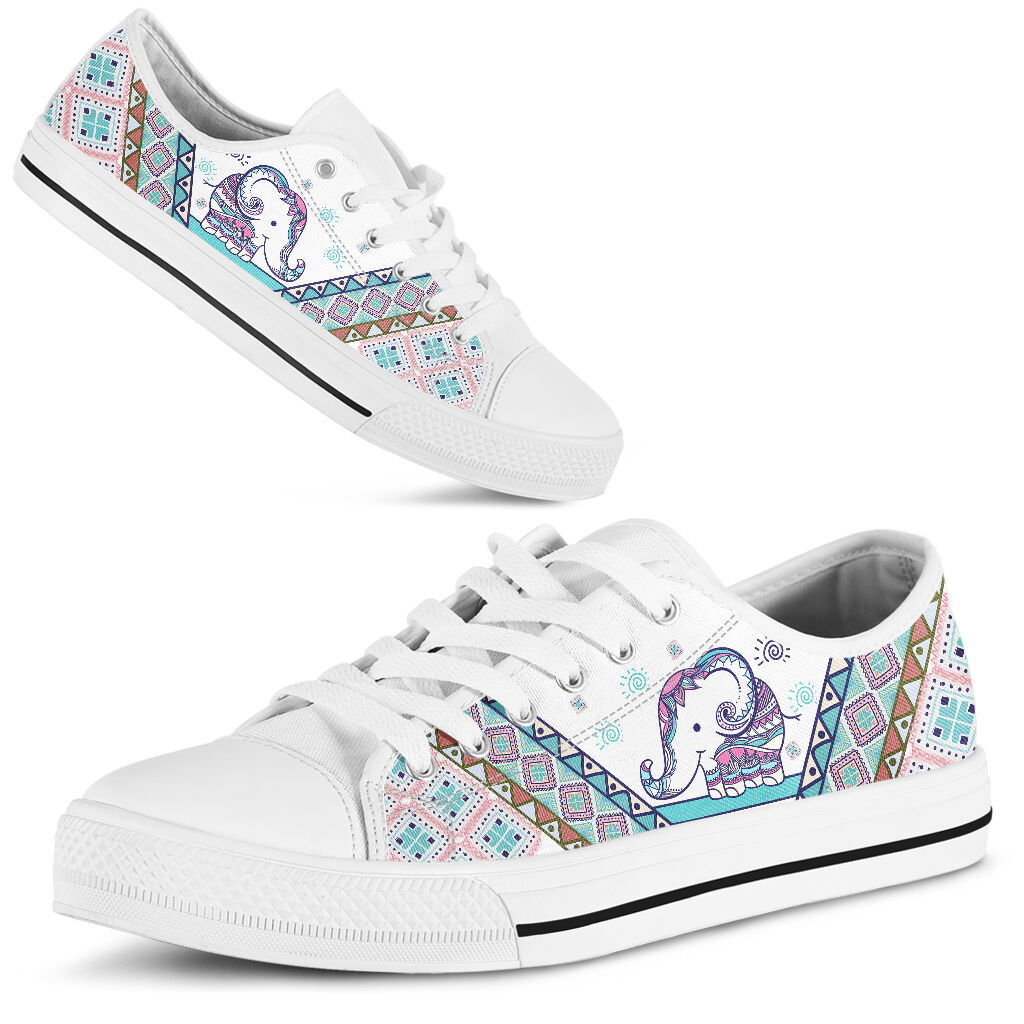 Elephant Boho Floral - Low Top Shoe - Love Love Top Shoes