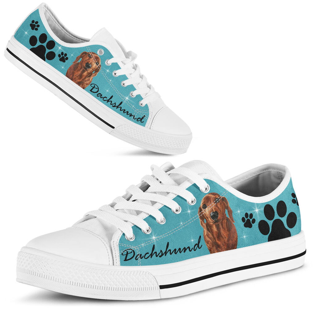 Dachshund And Dog Paw - Low Top Shoe - Love Love Top Shoes
