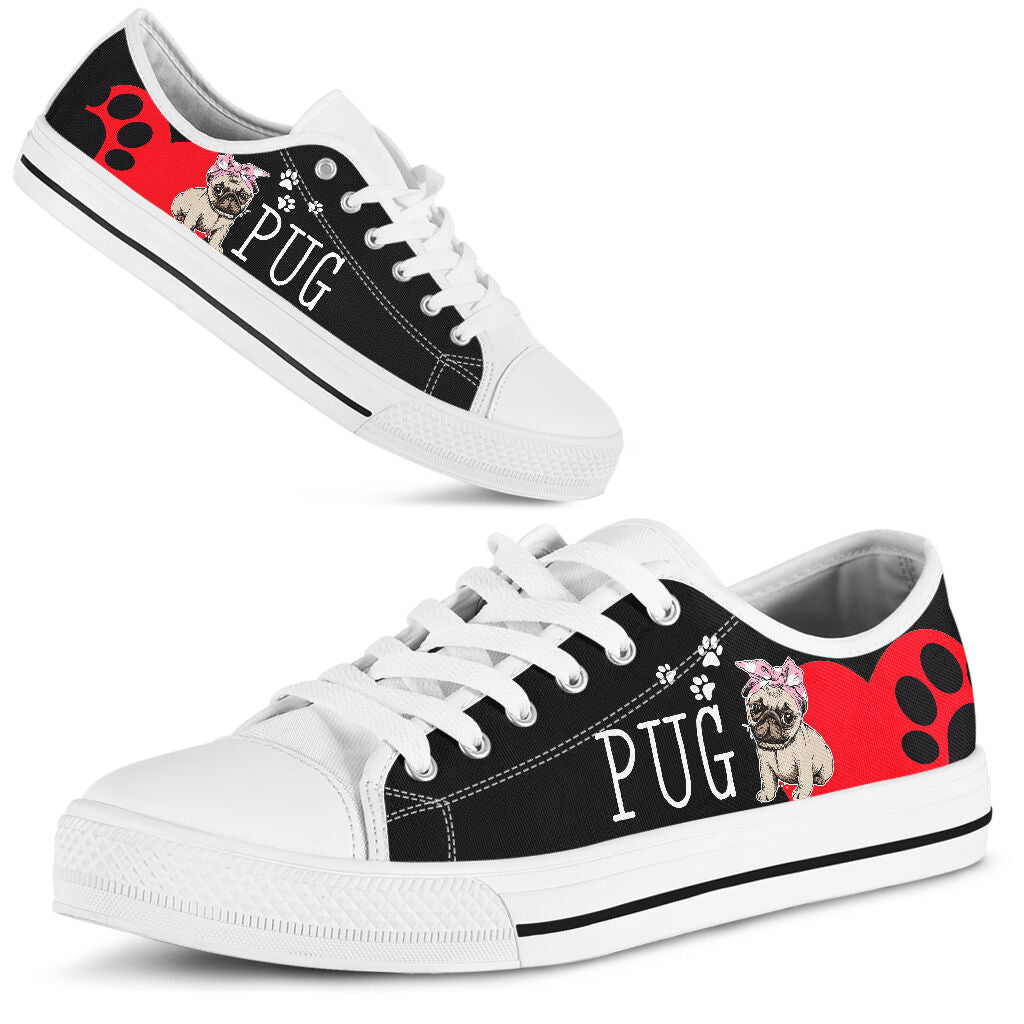 Pug Heart - Low Top Shoe - Love Love Top Shoes