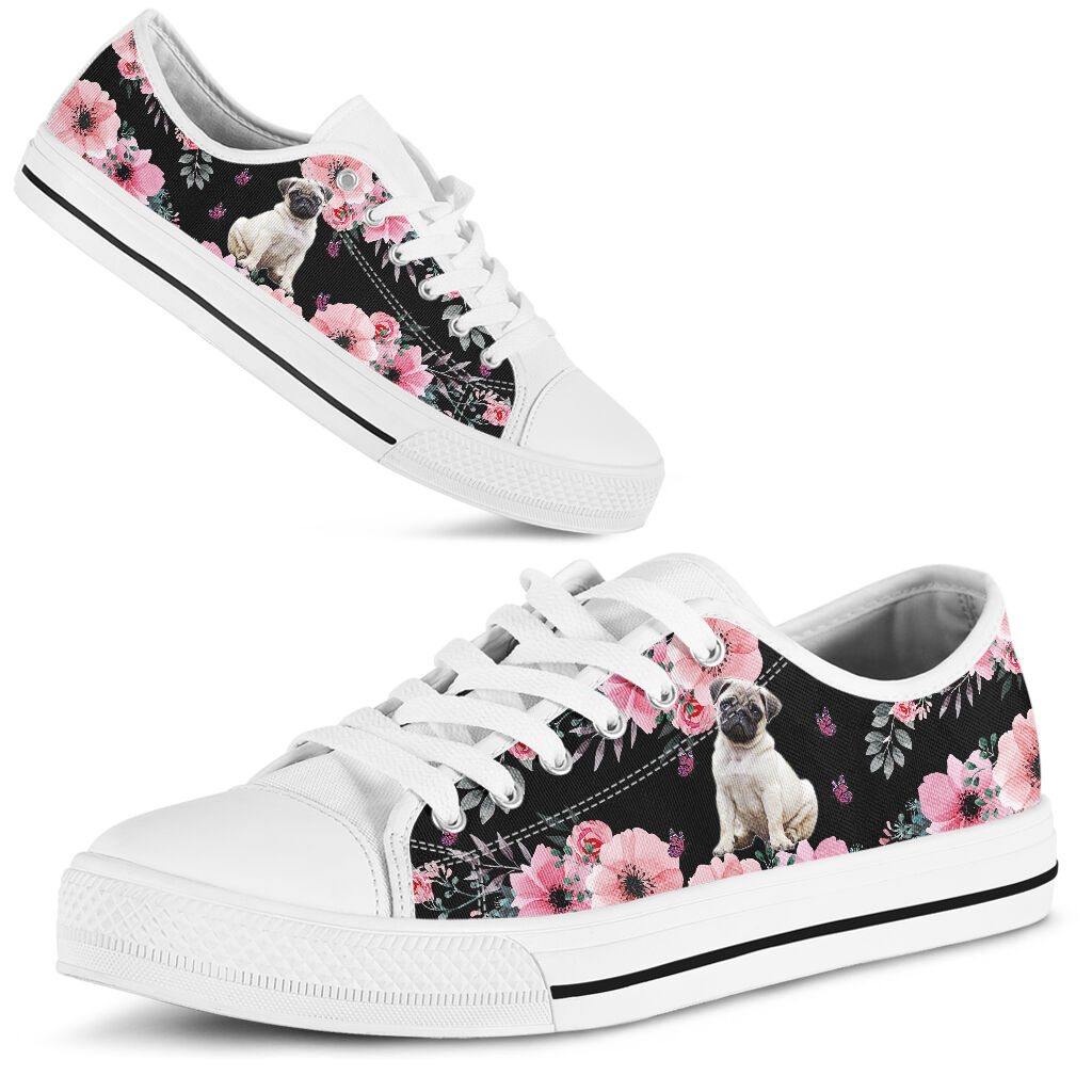 Pug Flower - Low Top Shoe - Love Love Top Shoes