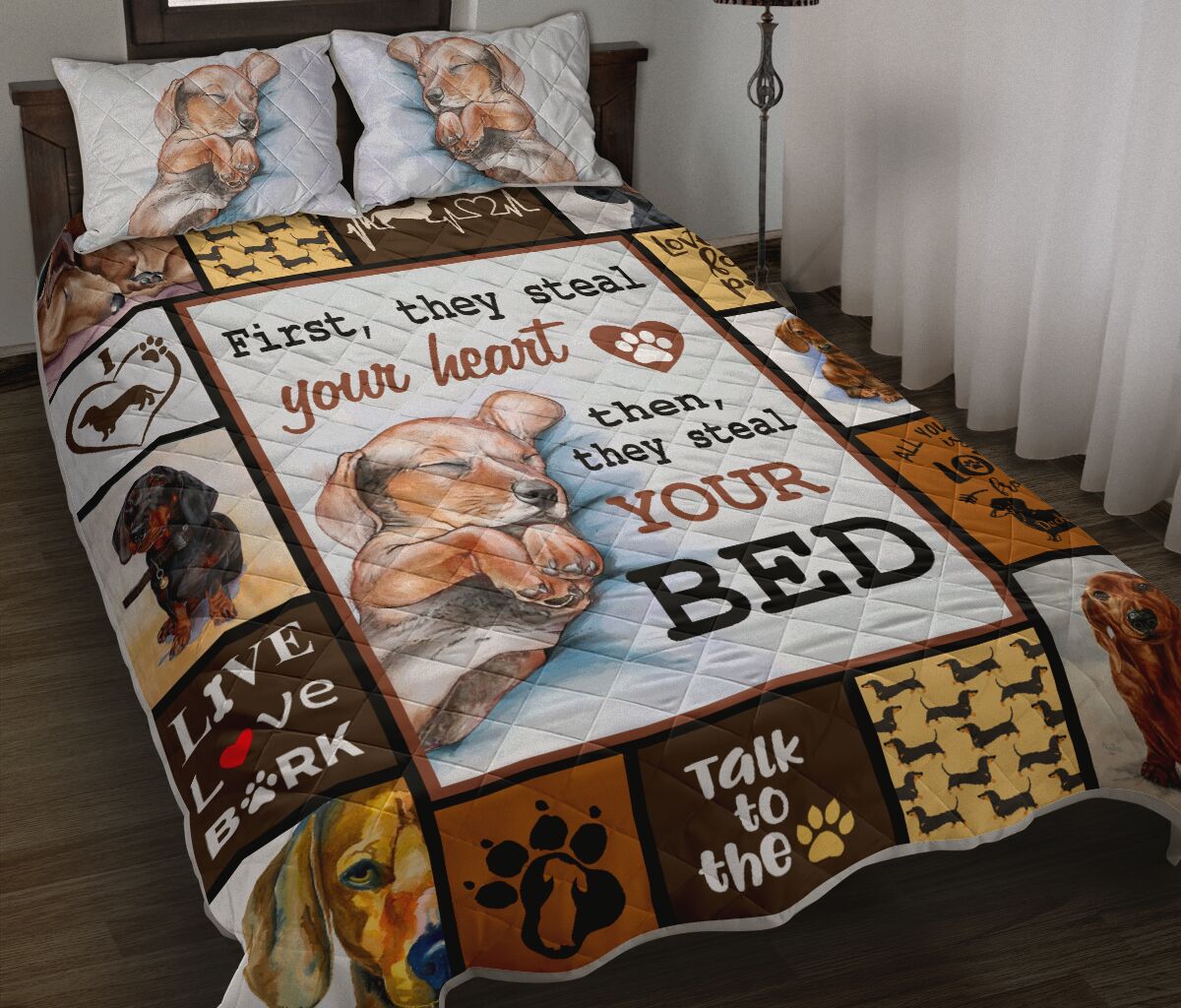 Dachshund Steal Your Heart - Quilt Bed Set - Nnd - Love Quilt Bedding Set