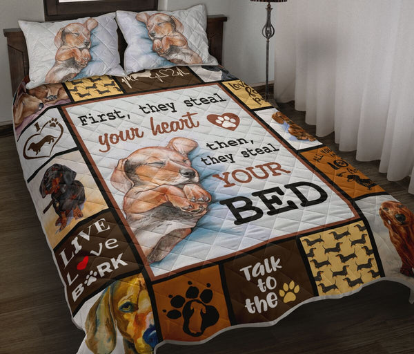 Dachshund Steal Your Heart - Quilt Bed Set - Nnd - Love Quilt Bedding Set