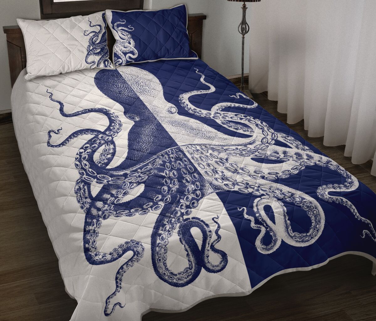 Octopus Sea Animal Art Style Quilt Bed Set - Love Quilt Bedding Set