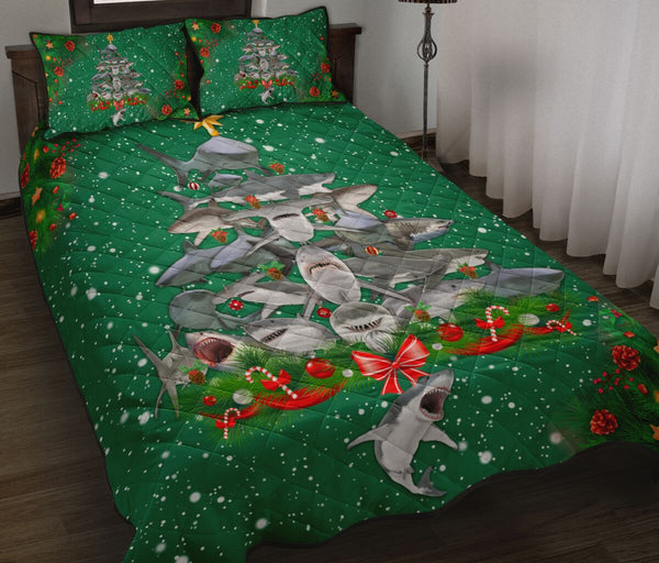 Shark Christmas Style Quilt Bed Set - Love Quilt Bedding Set