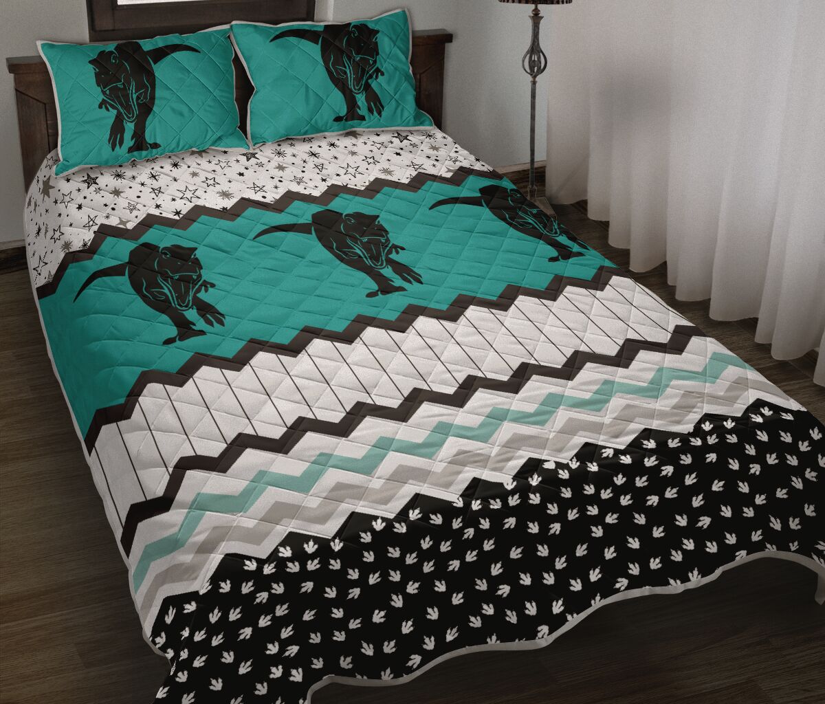 Dinosaurs Footprint Pattern Quilt Bed Set 1- Love Quilt Bedding Set