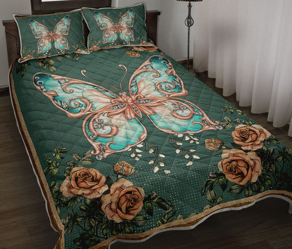 Butterfly Retro - Quilt Bed Set - Nnl - Love Quilt Bedding Set