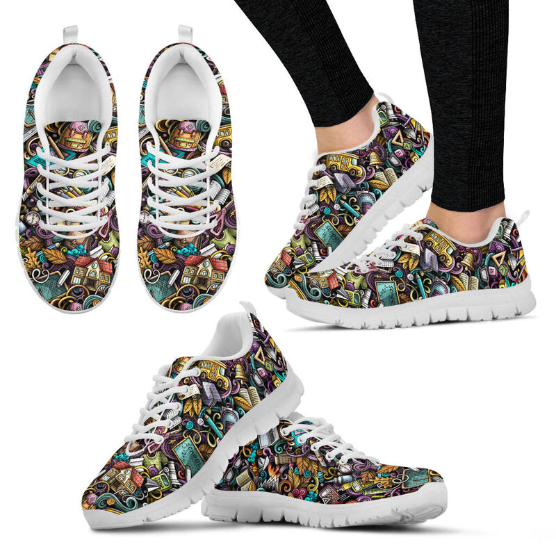 Teacher Pattern 3d Shoes Sneakers, Runni- Love Sneakers