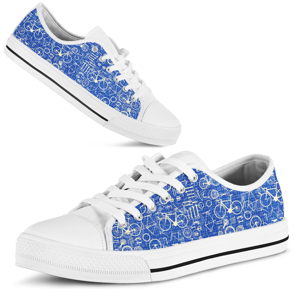 Cycling Blue Pattern - Low Top Shoe - Love Love Top Shoes