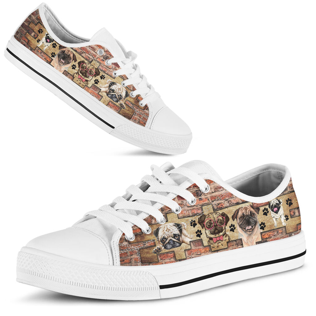 Pug Brick Wall - Low TopShoe - Love Love Top Shoes