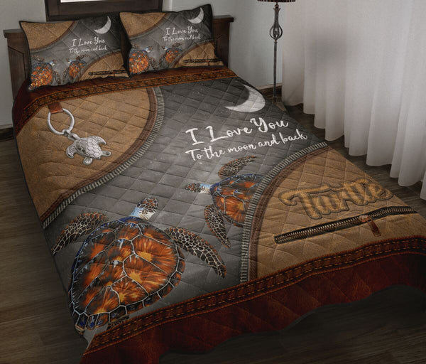 Turtle Sea Animal Leather Quilt Bed Set- Love Quilt Bedding Set