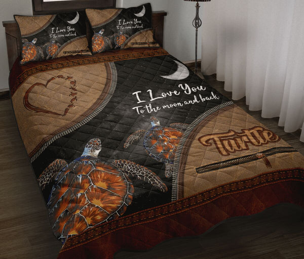 Turtle Sea Animal Leather Quilt Bed Set - Love Quilt Bedding Set