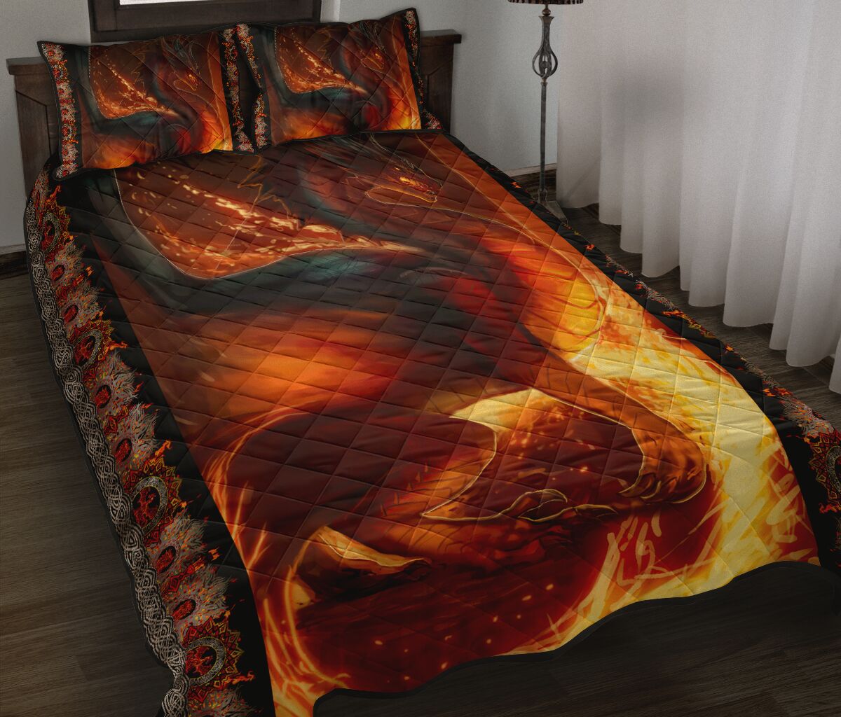 Dragon Fire Quilt Bed Set- Love Quilt Bedding Set
