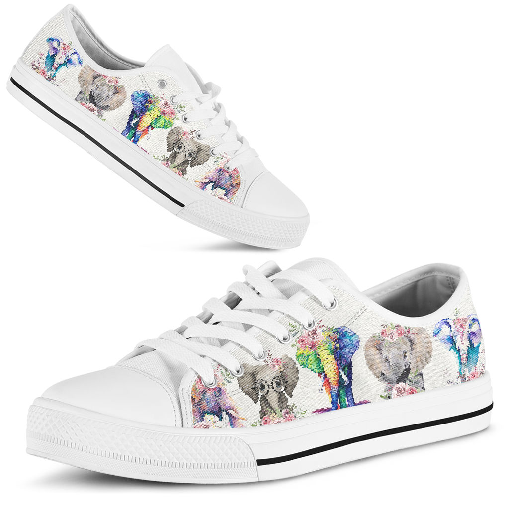 Elephant - Flowers - Low Top Shoe - Love Love Top Shoes