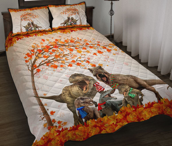 Dinosaurs Autumn Style Quilt Bed Set - Love Quilt Bedding Set