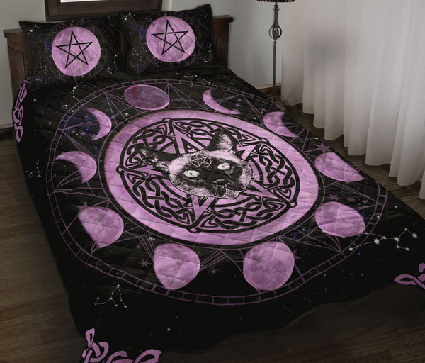 Catsiamese Cat Moon Galaxy Quilt Bed - Love Quilt Bedding Set