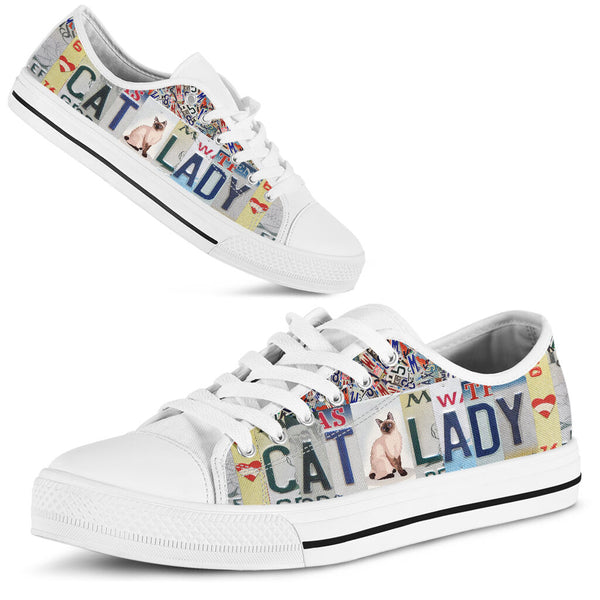 Cat Lady License Plates Low Top Shoes