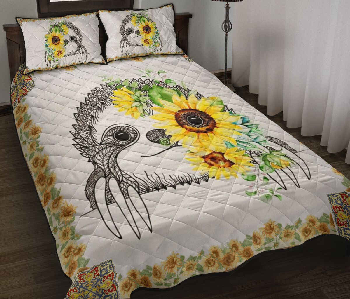 Sloth Quilt Bed Set- Sunflower - Gift For Sloth Lovers 6 - Love Quilt Bedding Set