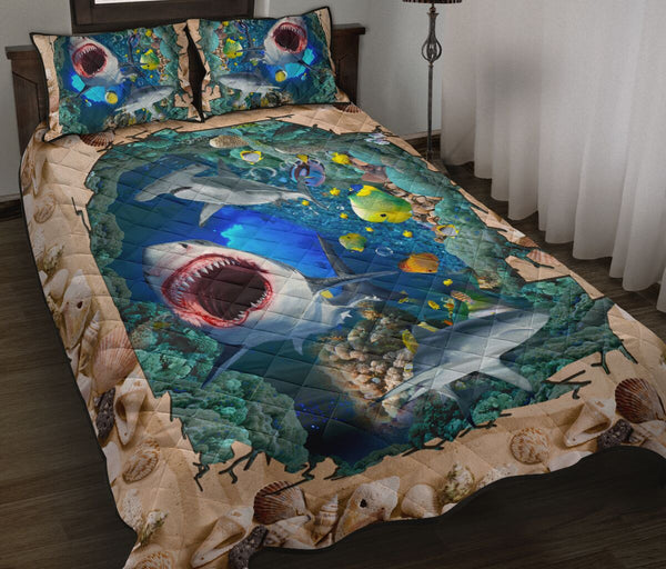 Shark Crack Style Quilt Bed Set - Love Quilt Bedding Set