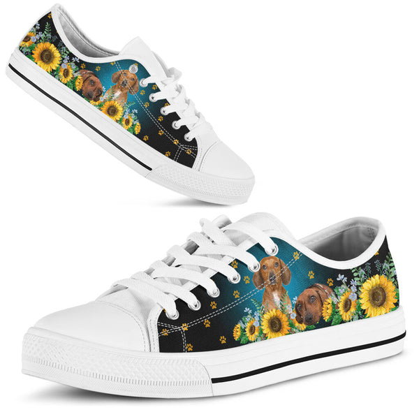 Dachshund Sunflower - Low Top Shoe - Love Love Top Shoes