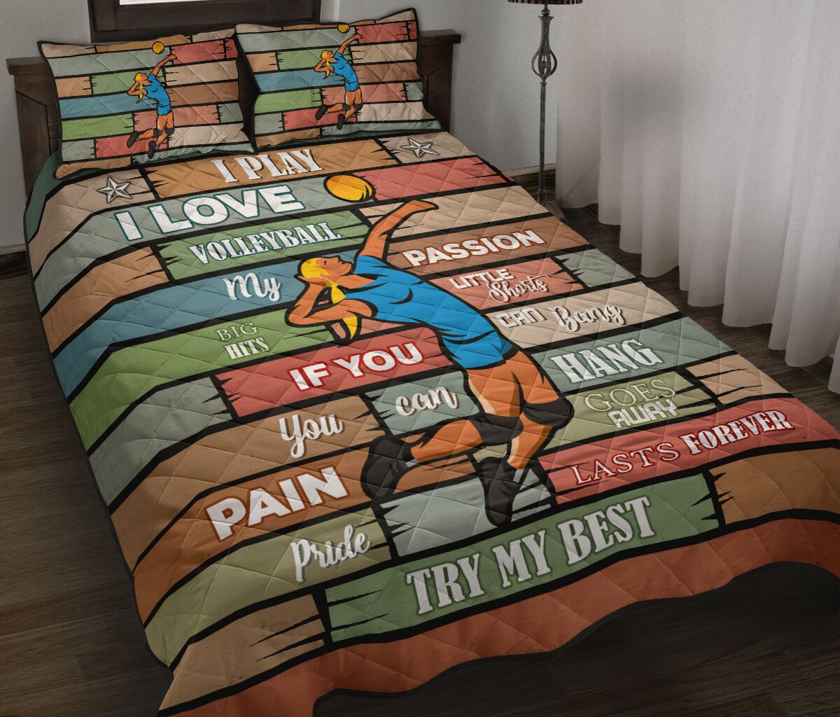 Volleyball - Quilt Bed Set - Nnl - Love Quilt Bedding Set