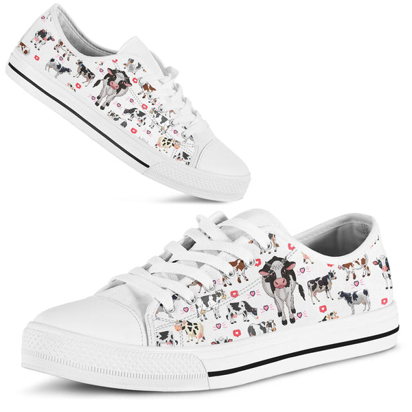 Cow White - Low Top Shoe - Love Love Top Shoes