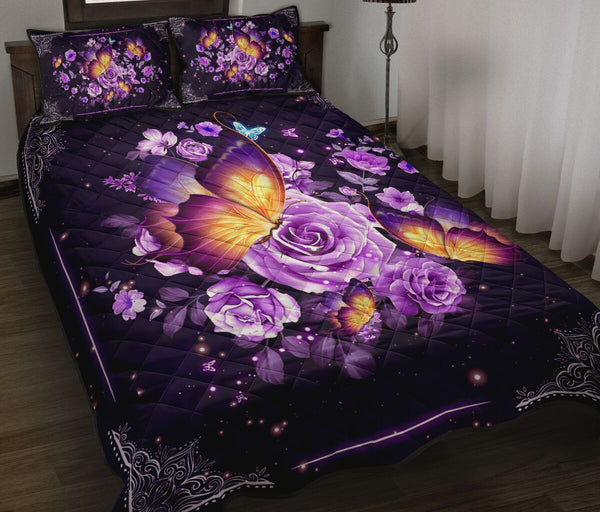 Quilt Bed Set - Butterfly - Violet Rose 69 - Love Quilt Bedding Set