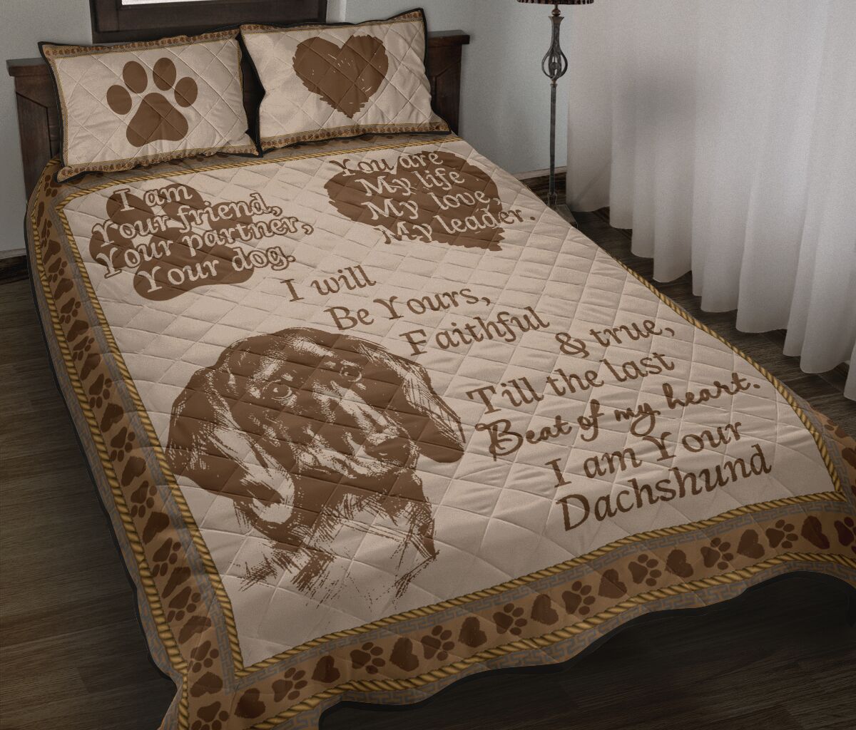 Dachshund Beat Of My Heart - Bed Set- Love Quilt Bedding Set
