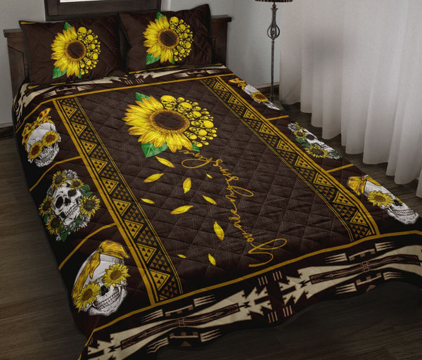 Quilt Bed Set - Sunflower Skull - You Are My Sunshine 3 - Love Quilt Bedding Set