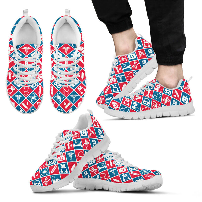 Nurse Pattern Red Blue Shoes Sneakers, Running Shoes, Shoes For Women, Shoes For Men, Custo- Love Sneakers